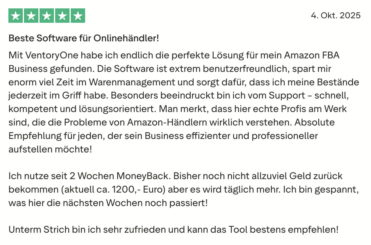 Trustpilot-Bewertung von Martin: Beste Software für Onlinehändler!